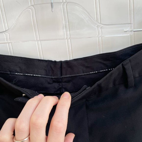 Hugo Boss James Brown Wool Flat Front Dress Pants Black 35R - Picture 4 of 7